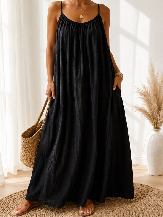 H&M Dresses & Skirts - H&M Black Maxi Sundress with Spaghetti Straps